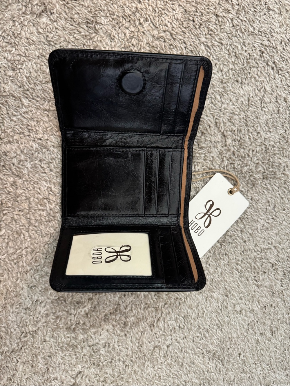 HOBO Black Leather Bi-Fold Card Wallet - Picture 2 of 3